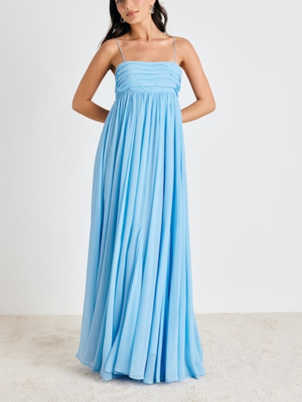 Lulus Dansa Light Blue Pleated Maxi Dress - Size S